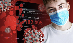 mascherina covid rosso rendering