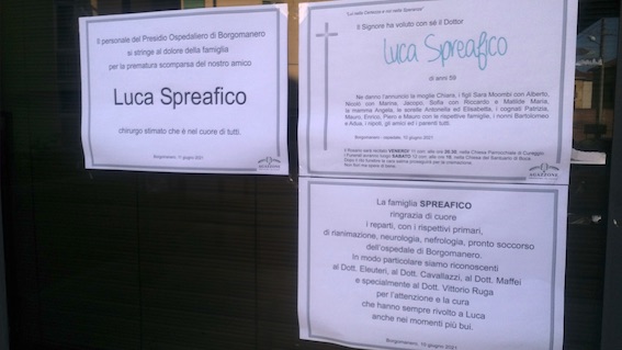 spreafico cordoglio