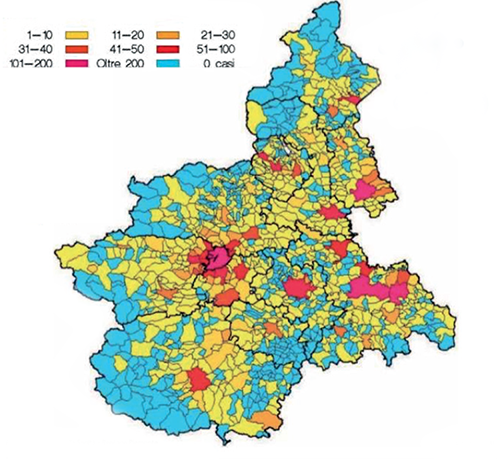 mappa contagi piemonte